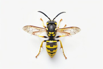 Common wasp Vespula vulgaris European wasp isolated in white background