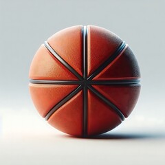 Fototapeta premium A basketball is shown in a close up shot. The ball is orange and black, and it is sitting on a white background