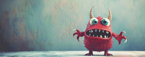 Adorable furry orange monster with big eyes and a wide, toothy grin.