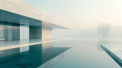 Obraz premium Advanced modernist architectural style, villa venues full of design style, architectural photography of light and shadow