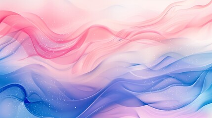 Obraz premium Abstract Flowing Waves in Pink and Blue Gradient with Sparkles - Dreamy Art Illustration for Design Projects and Backgrounds