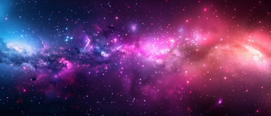 Naklejka premium Bright, colorful galaxy nebula with vibrant stars and cosmic dust in a vast, expansive outer space; perfect for space and astronomy enthusiasts.