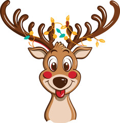 Merry Christmas Deer Vector Illustration Design.