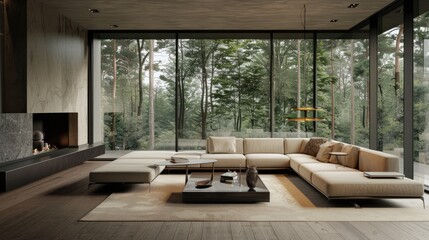 A sophisticated living room with a minimalist design