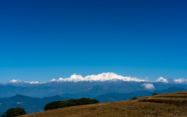 Landscape view of Mountain range during Sunset in Nepal. 