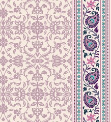 wedding card design, traditional paisley floral pattern , royal India	