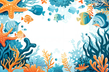 Obraz premium empty frame for text, background ocean and fish kids