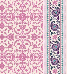 wedding card design, traditional paisley floral pattern , royal India	