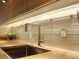 Frosted glass tile backsplash