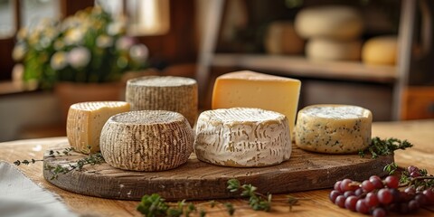 National Moldy Cheese Day aged cheeses on a board, October 9th
