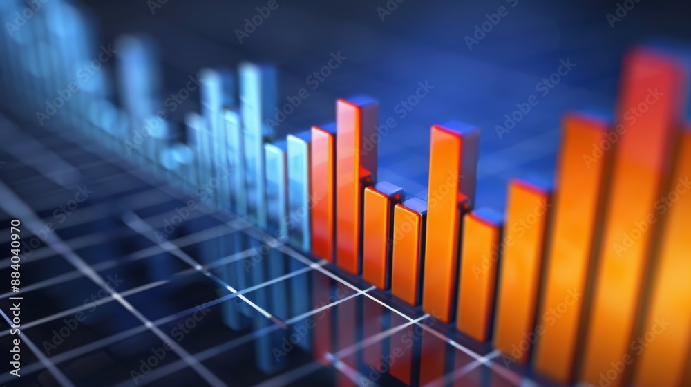 Poster a bar graph chart printed in a business magazine illustrating industry performance trends.