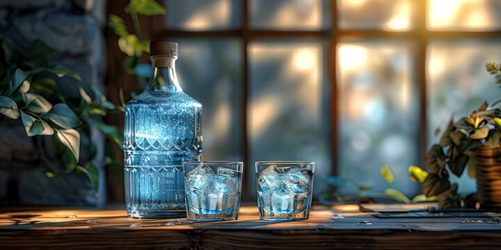 National Vodka Day vodka bottle and shot glasses, October 4th