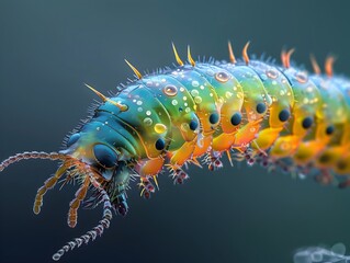 Obraz premium Mesmerizing Macro Capture of Iridescent Beetle Larva in Detailed Study