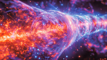 Obraz premium Dark matter particles flowing in space time tunnel