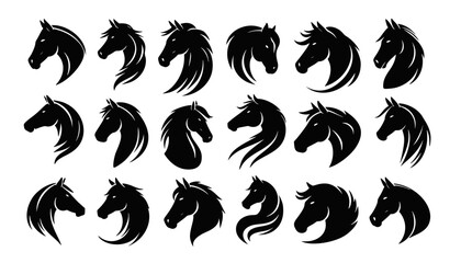 Elegant Horse Head Silhouettes Vector Collection