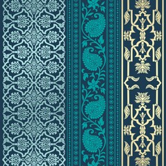 wedding card design, traditional paisley floral pattern , royal India	