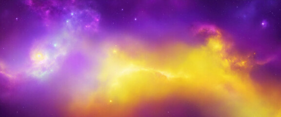 Naklejka premium Galaxy Background with Yellow and Purple Nebula