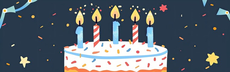 Festive Birthday Cake with Vibrant Colorful Layers