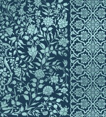 wedding card design, traditional paisley floral pattern , royal India	