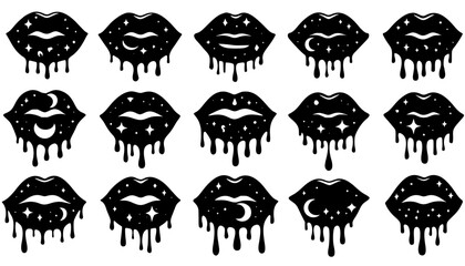Celestial Dripping Lips Vector Collection