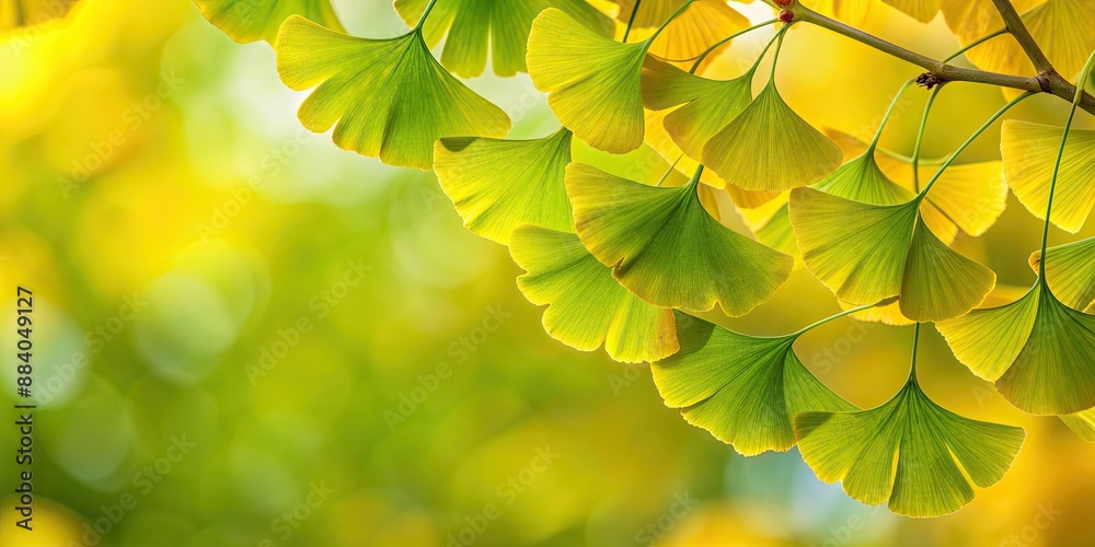 Canvas Prints Yellow and green ginkgo leaves background , nature, foliage, vibrant, colorful, autumn, pattern, seasonal, close-up