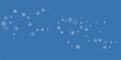 Snowflakes. Snow, snowfall. Falling scattered white snowflakes on a blue background.