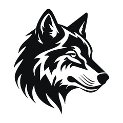 black wolf logo vector illustration, Design element for logo, poster, card, banner, emblem, t shirt. Vector illustration