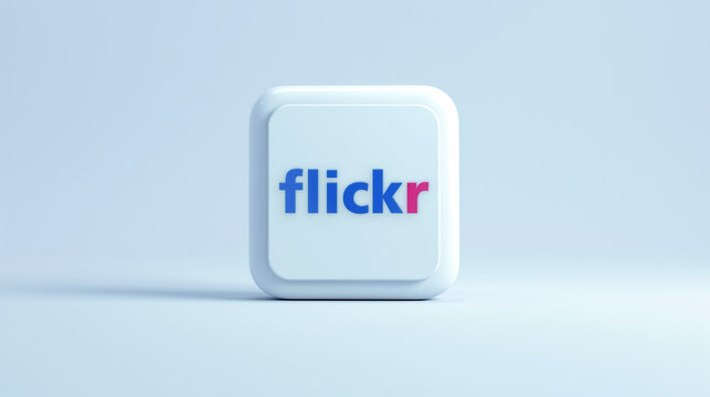 Flickr app 3d white icon on a pale blue background