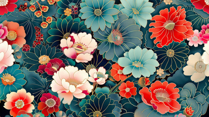 color flowers pattern on background