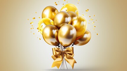 Golden Balloons with Bow.