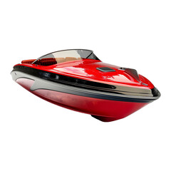 Naklejka premium Red and black motor boat isolated on transparent background