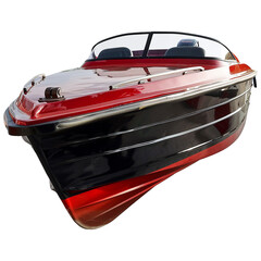 Naklejka premium Red and black motor boat isolated on transparent background