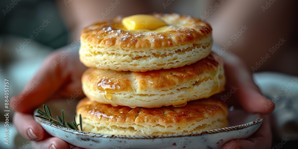 Wall mural national biscuit day biscuits with butter, september 7th