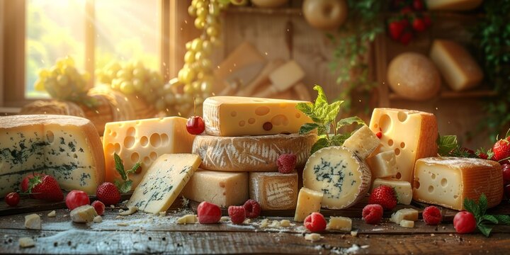 National Cheese Day variety of cheeses, September 4th - Powered by Adobe