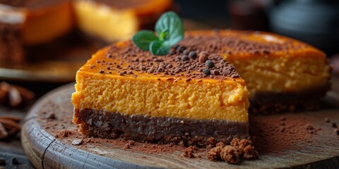 National Pumpkin Cheesecake Day pumpkin cheesecake slices, October 21st