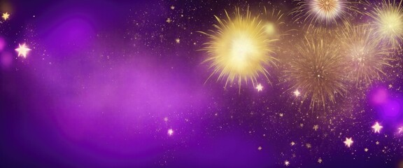 Fototapeta premium Abstract background Purple and gold fireworks and Bokeh