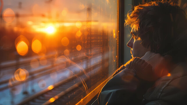 looking at the world outside the window(sunny day)