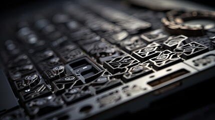 Close-up of a mechanical keyboard's intricate keycaps and switches.