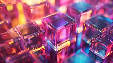 Colorful Glass Cubes with Light Reflections