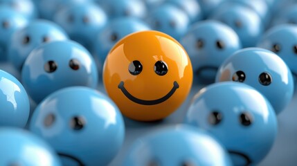Happy smile face on a table, good feedback rating and positive customer review, experience, satisfaction survey ,mental health assessment, child wellness, world mental health day concept, generative a