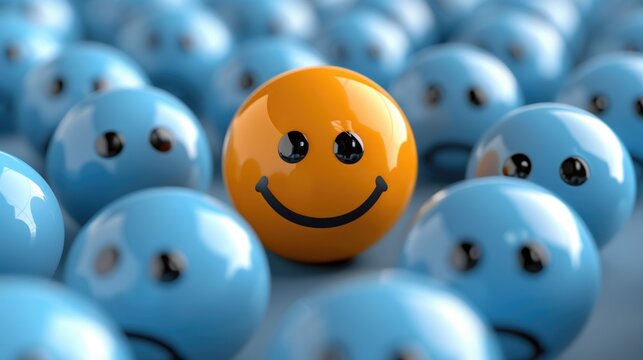 Happy smile face on a table, good feedback rating and positive customer review, experience, satisfaction survey ,mental health assessment, child wellness, world mental health day concept, generative a