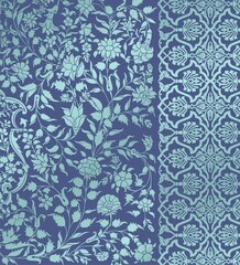 wedding card design, traditional paisley floral pattern , royal India	