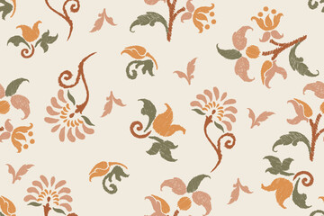 Obraz premium Traditional ethnic motifs ikat flora fabric pattern. Ikat embroidery Ethnic oriental background. Abstract, Texture, scarf, decoration, wallpaper