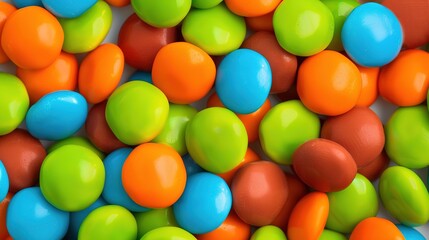 Obraz premium Colorful Candy in Green, Orange, and Blue