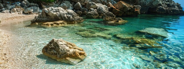 Beautiful Marble Beach with clear waters