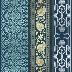 wedding card design, traditional paisley floral pattern , royal India	