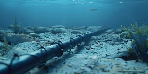 Malfunctioning undersea cable leading to internet outage, illustrated through digital visualization.