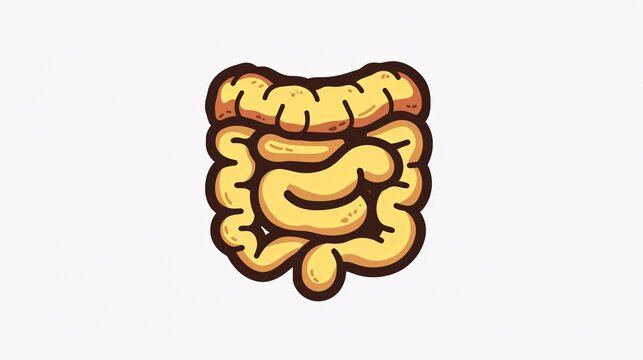 Versatile gut and digestive system illustration logo design for various uses, isolated on a white background.