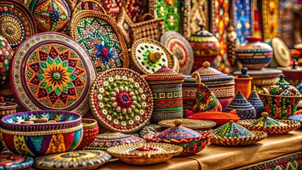 Detail photograph showcasing intricate traditional crafts and handmade creations, traditional, crafts, cultural