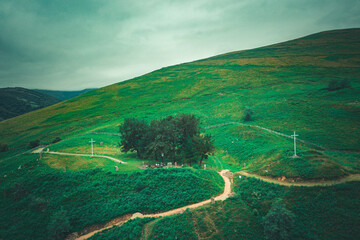 Naklejka premium San Sebastian de Garabandal, town Marian apparitions in Cantabria. 